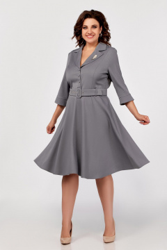 Платье из вискозы с V-образным вырезом и поясом Swallow 776 - фото 3