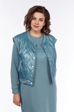 Комплект из жилета и платья из трикотажа и плащевой ткани БагираАнТа 895 голубой - фото 3