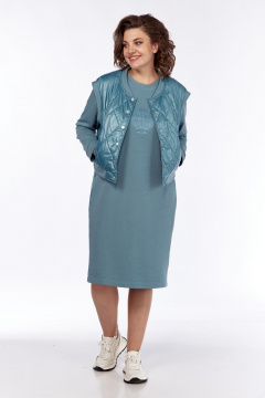 Комплект из жилета и платья из трикотажа и плащевой ткани БагираАнТа 895 голубой - фото 1