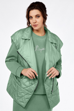 Три предмета комплект: джемпер юбка жилет из трикотажа и плащёвой ткани БагираАнТа 934 зеленый - фото 2