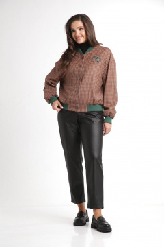 Демисезонный бомбер в мультиколор с вышивкой LadisLine 1527 клетка - фото 5