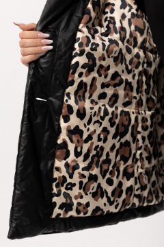 Демисезонная куртка из экокожи с утеплителем и съемным поясом Golden Valley 7120 черный - фото 4