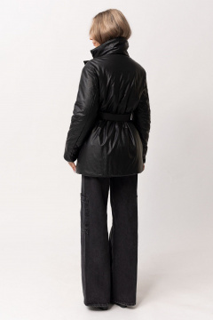 Демисезонная куртка из экокожи с утеплителем и съемным поясом Golden Valley 7120 черный - фото 3