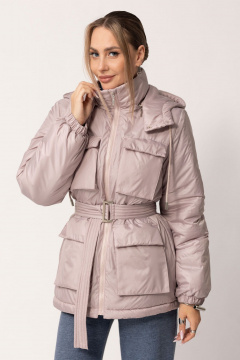 Плащевка куртка утепленная с капюшоном и съемным поясом Golden Valley 7160 розовый - фото 1