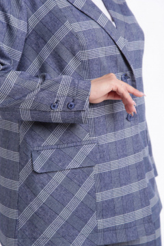 Костюм-двойка с жакетом и брюками в клетку для повседневных образов Tensi 383 клетка_на_джинсовом_фоне - фото 4