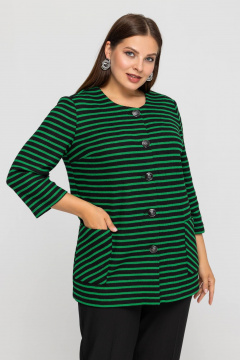 Кардиган больших размеров из мягкого материала с карманами Avila 0965 зеленый - фото 4