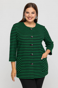 Кардиган больших размеров из мягкого материала с карманами Avila 0965 зеленый - фото 1