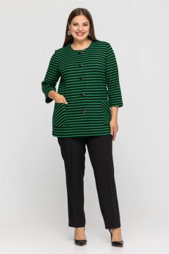 Кардиган больших размеров из мягкого материала с карманами Avila 0965 зеленый - фото 2