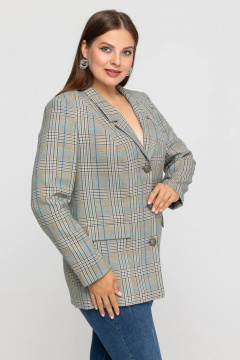 Жакет пиджак из качественного материала с рисунком клетки Avila 0966 серый - фото 4