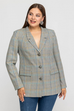 Жакет пиджак из качественного материала с рисунком клетки Avila 0966 серый - фото 1