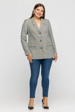 Жакет пиджак из качественного материала с рисунком клетки Avila 0966 серый - фото 2
