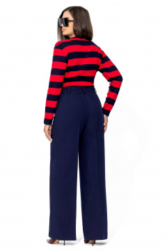 Брюки широкие из костюмного немнущегося текстиля Gold Style 2670 темно-синий - фото 4