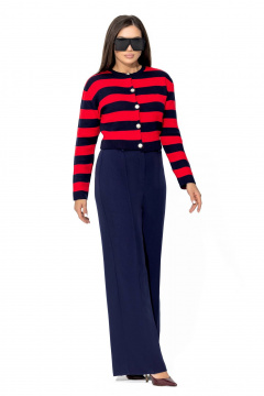 Брюки широкие из костюмного немнущегося текстиля Gold Style 2670 темно-синий - фото 3