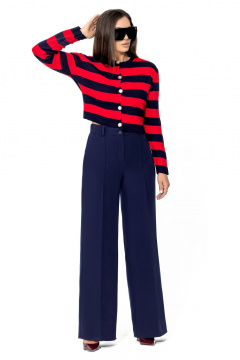 Брюки широкие из костюмного немнущегося текстиля Gold Style 2670 темно-синий - фото 1