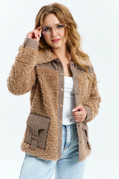 Жакет свободного кроя из костюмной ткани и искусственного меха Euromoda 557 - фото 3