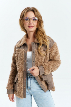 Жакет свободного кроя из костюмной ткани и искусственного меха Euromoda 557 - фото 4