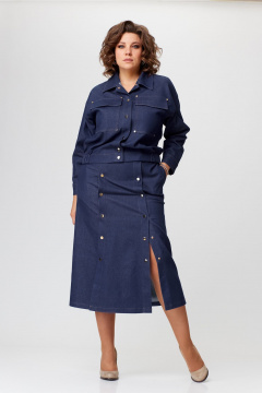 Джинсовый костюм куртка и юбка на каждый день Bonna Image 943 синий - фото 1