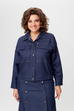 Джинсовый костюм куртка и юбка на каждый день Bonna Image 943 синий - фото 5