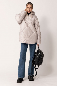 Бежевый утепленный плащ-пальто на кнопках с поясом Golden Valley 7164 бежевый - фото 1