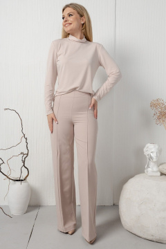 Бежевые широкие брюки с высокой талией AMORI 5195 телесный - фото 1