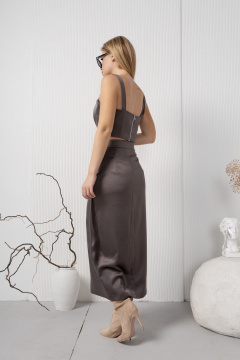 Топ карсетный из атласа с застежкой-молнией AMORI 6444  графит - фото 5