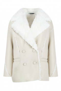 Дубленка демисезонная молочная стиль на каждый день Elema 8-241-170 молоко - фото 1