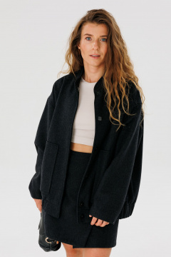 Демисезонный стильный топ-тедля с карманами со шнуровкой FAMA 24039-1 графит - фото 1