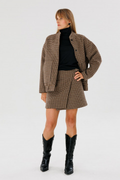 Юбка-мини трапеция с принтом и пряжкой из пальтовой ткани FAMA 24040-2 гуслапка - фото 1