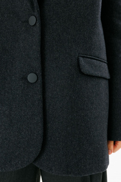 Жакет оверсайз из пальтовой ткани для демисезона FAMA 24041 графит - фото 5