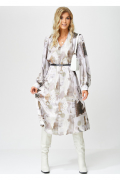 Платье трапецеидное шифоновое с V-образным вырезом Laikony L-112 мрамор - фото 4