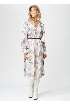 Платье трапецеидное шифоновое с V-образным вырезом Laikony L-112 мрамор - фото 1