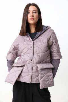 Короткая куртка на кнопках с капюшоном и контрастными рукавами LM М96 - фото 1