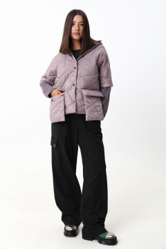 Короткая куртка на кнопках с капюшоном и контрастными рукавами LM М96 - фото 4