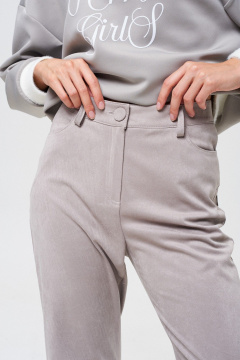 Брюки из искусственной замши и трикотажа прямого силуэта Mixan 3055 - фото 4