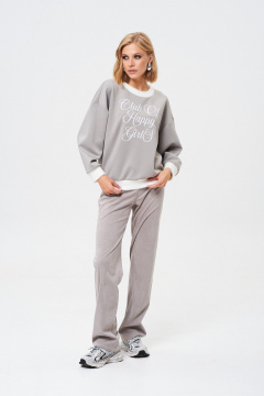 Брюки из искусственной замши и трикотажа прямого силуэта Mixan 3055 - фото 3