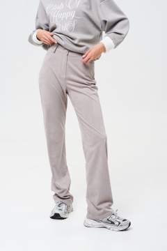 Брюки из искусственной замши и трикотажа прямого силуэта Mixan 3055 - фото 1