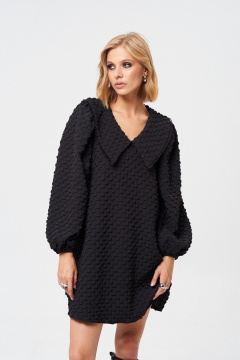 Свободное платье из текстильной ткани с декоративной тесьмой Mixan 5083 - фото 3