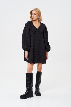 Свободное платье из текстильной ткани с декоративной тесьмой Mixan 5083 - фото 2