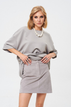 Юбка из трикотажа с эффектом замши, серая, демисезон Mixan 6012/3 - фото 1