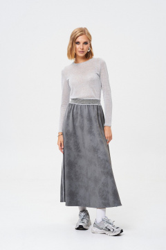 Юбка из экокожи, удлиненная, с пушистой резинкой, 90 см Mixan 6016 - фото 2