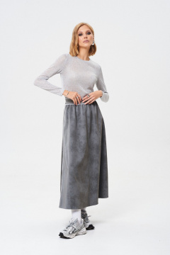 Юбка из экокожи, удлиненная, с пушистой резинкой, 90 см Mixan 6016 - фото 1