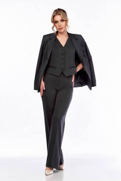 трьохпредметний костюм з жакетом, жилетом і брюками Ольга Стиль Л-304 графит - фото 5