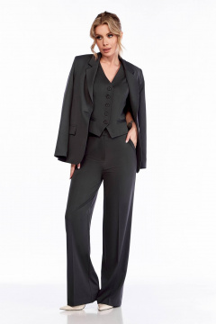 трьохпредметний костюм з жакетом, жилетом і брюками Ольга Стиль Л-304 графит - фото 4