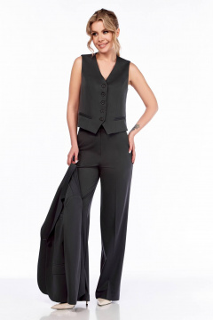 трьохпредметний костюм з жакетом, жилетом і брюками Ольга Стиль Л-304 графит - фото 3