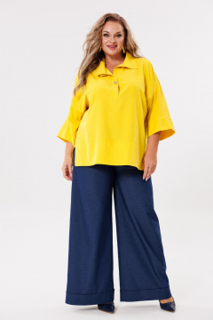 Женская вискозная блуза в стиле бохо, свободный крой Michel chic 786 желтый - фото 3