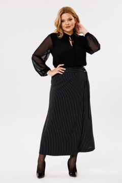 Кюлоты из текстиля, универсальные, с поясом и молнией Michel chic 827/1 полоска - фото 2