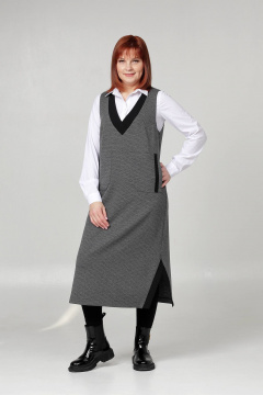 Сарафан трапеция из трикотажа с карманами и разрезами Соджи 603 - фото 2