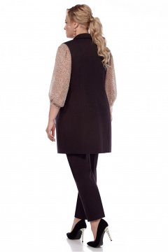 Деловой демисезонный костюм из вискозы с жилетом и зауженными брюками LaKona 1448 шоколад - фото 3