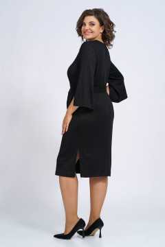 Платье трикотажное прилегающее с нагрудными вытачками и разрезом Пинск-Стиль 113 черный - фото 5
