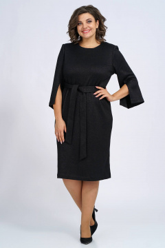 Платье трикотажное прилегающее с нагрудными вытачками и разрезом Пинск-Стиль 113 черный - фото 3